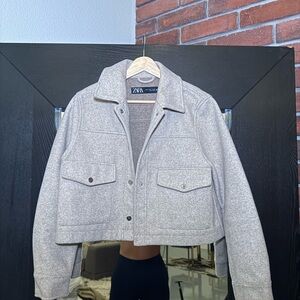 Zara Light Gray Wool Blend Jacket